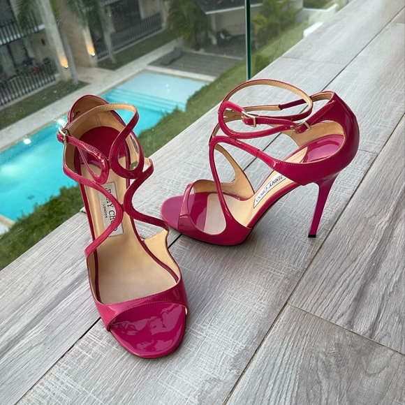 Jimmy Choo Shoes - Jimmy Choo Lang Sandals in Raspberry Size 41
